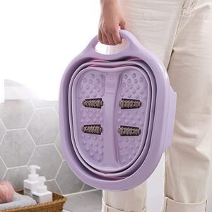 Portable Folding Travel Foot Wash Basin Feet Spa Bubbling Massage Wheel Bath-Tub