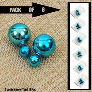 Chic Duos Set of 6 Elegant Double Sided Pearl Stud Earrings - 2 Pairs per Pack for Women