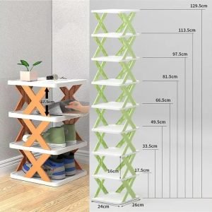 2Layers Stackable Vertical Space Saving Shoe Storage Rack Bookshelf Organizer