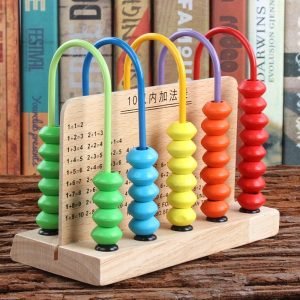 Abacus Five-Gear Wood Bead Count Frame Rack For Kids